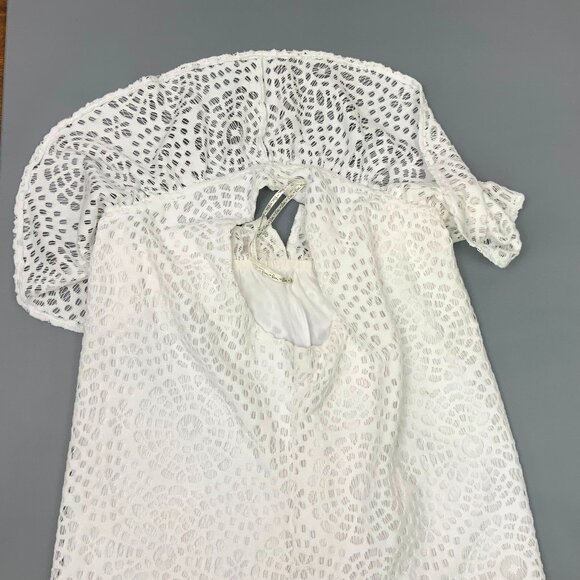 Lilly Pulitzer White Matteo One Shoulder Top Sea Urchin Terry Lace Sz XL - Picture 15 of 16